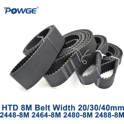 POWGE HTD 8M synchronous Timing belt C=2448/2464/2480/2488 width 20/30/40mm Teeth 306 308 310 311 HTD8M 2448-8M 2464-8M 2480-8M