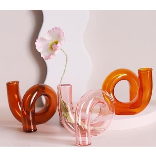 Glass Vases Clear Flower Vase Dried Flower Pot Wedding Center Room Decoration Accessories Candlestick Holder Nordic Home Decor