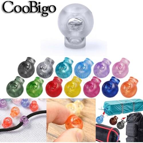 12pcs Cord Lock Stopper Round Ball Transparent Colorful Plastic for Sportswear Paracord Rope DIY Craft Shoelace Accessories