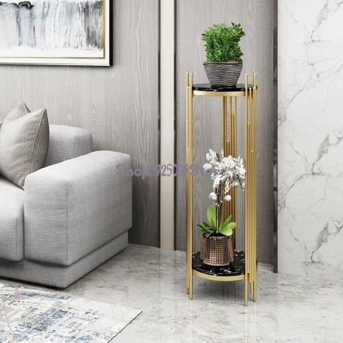 Light luxury flower shelf living room simple modern multi-layer ornaments wrought iron shelf floor-standing indoor high-end flow
