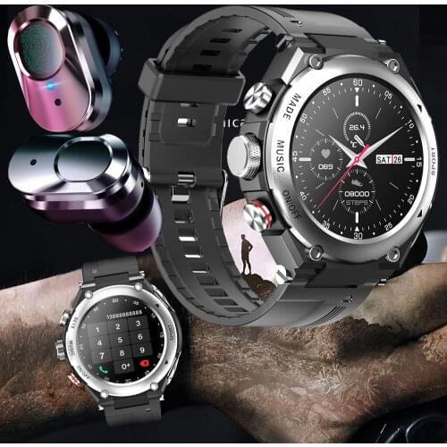 Smart Watch Men 2021 Bluetooth Call TWS Earphone DIY Watch Face Sport Smartwatch Body Temperature BT 5.0 380mAh for Android IOS
