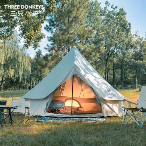 Thicken Cotton Pyramid Tent 5-8 Person Waterproof Camping Tent Portable Outdoor Family Large Beach Tents