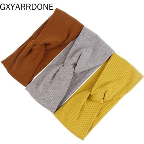 1pcs 2019 Cotton Knitted Headband Women Hair Accessories Retro Twisted Elastic Wide Hair Scarf Hairband Solid Head Band Headwear