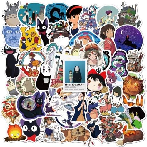 50Pcs NEW Anime Spirited Away Cartoon Stickers Laptop DIY Skateboard Guitar Suitcase Freezer Motorcycle Graffiti Joke Stickers