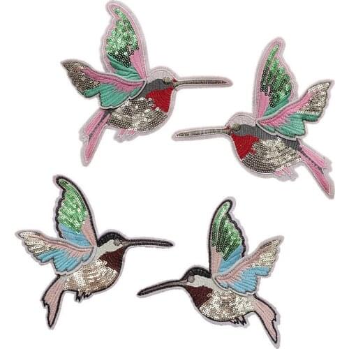 10pcs/lot Sequin bird couple Embroidery Patches Clothing Decoration Sewing Accessories Diy Iron Heat Transfer Applique