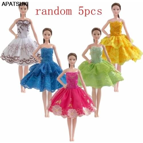 5pcs/lot Random Ballet Dresses For Barbie Doll Clothes Evening Dress Clothes For Barbie Dolls Outfits 1/6 Doll Accessories Toy