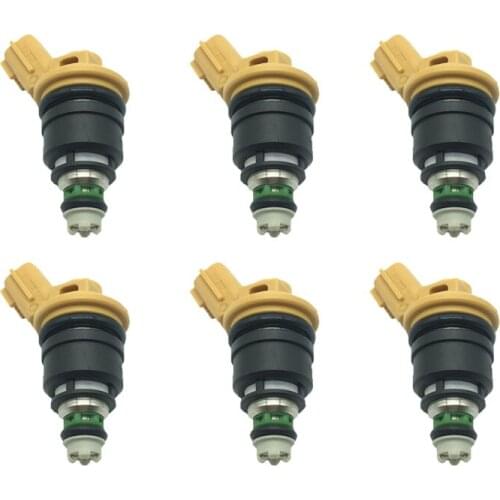 6Pcs 555cc Car Fuel injector for 16600-RR543 For 300ZX Z32 RB25DET VG30DETT SR20DET KA24 Yellow New