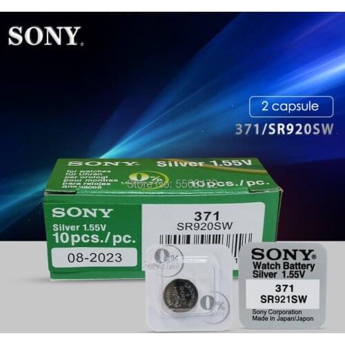 2pcs For Sony 100% Original 370 AG6 371 SR920SW 920 1.55V Watch Battery SR920SW 371 Single grain packing MADE IN JAPAN