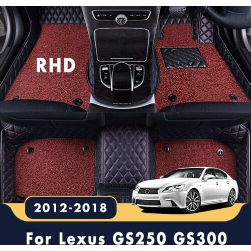 RHD Car Floor Mats Luxury Double Layer Wire Loop Carpets Styling Covers For Lexus GS250 GS300 2018 2017 2016 2015 2014 2013 2012