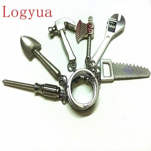 Car Creative Mini Metal Tool Keychain Key Chain For Simulation Scoop Key Ring Shovel Gadget Wrench Saw Hammer Key Rings 1pcs