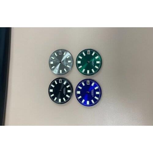C3 Green Luminous 28.5mm Watch Dial with Silver Index for NH35/36 Movement S Logo