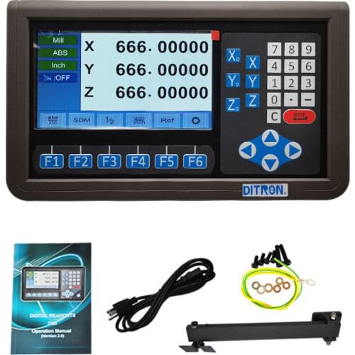 DITRON Large LCD D80 Digital Readout for Milling Machine, DRO 2 /3 4 Axis IP55 Linear Scale /Magnetic Scale Kit 3PCS 0-1000MM