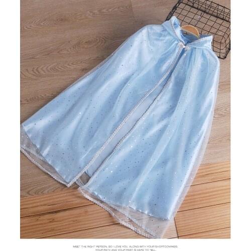 Girls Mesh Cloak Tulle Children Elsa Cape Baby Kids Girls Princess Birthday Party Cosplay Costume for Christmas Halloween Gifts