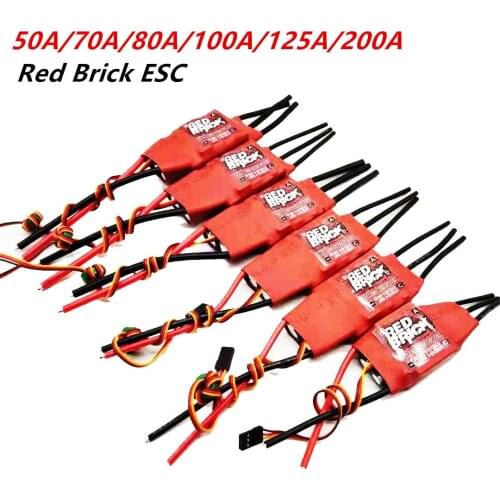 Brushless ESC Red Brick 50A/70A/80A/100A/125A/200A Electronic Speed Controller 5V/3A 5V/5A BEC for FPV Multicopter