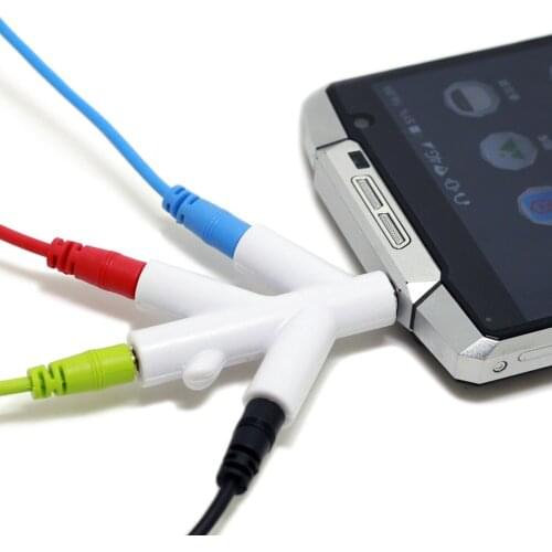 HOT 3.5mm Branches Audio Splitter Earphone Headphone Cable Male to 4 Female Adapter 1PC Cute Earphone Splitters