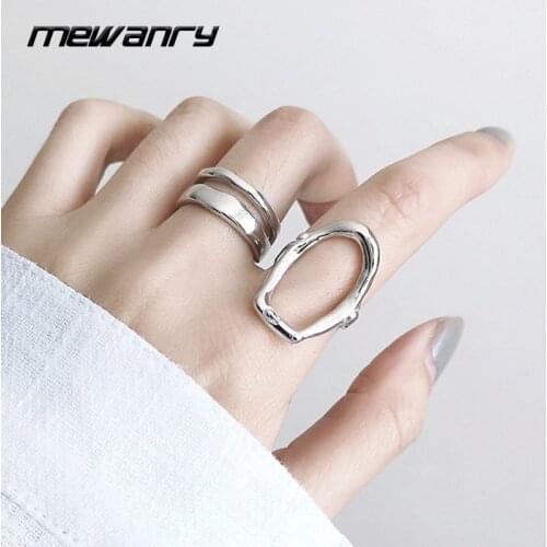 Mewanry 925 Sterling Silver Couples Rings Trend Elegant Vintage Creative Irregular Hollow Party Jewelry Birthday Gifts for Women