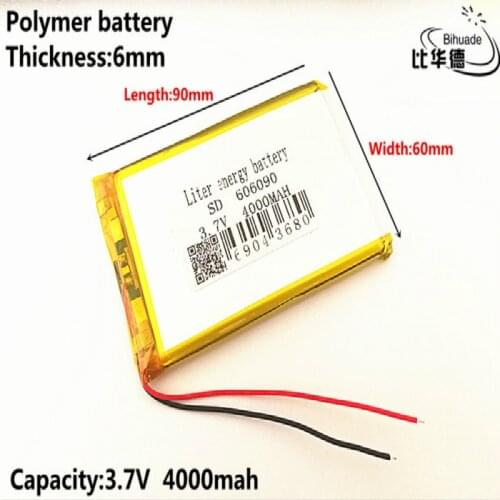 Liter energy battery 3.7V 4000mAH 606090 Polymer lithium ion / Li-ion battery for tablet pc power bank mp4 cell phone speaker