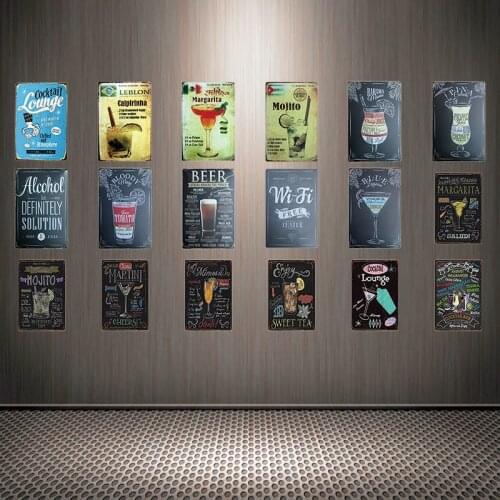 [ Mike86 ] Mojito Marcasite Beer Blue Cocktail Tin Sign Custom Poster Personality Classic Metal Painting Decor Art ZZ-04