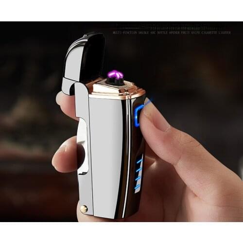 Multifunctional Rechargeable Lighter with Wine, New and Unique Creative USB Double Arc Cigarette Lighter Smoking Accessories