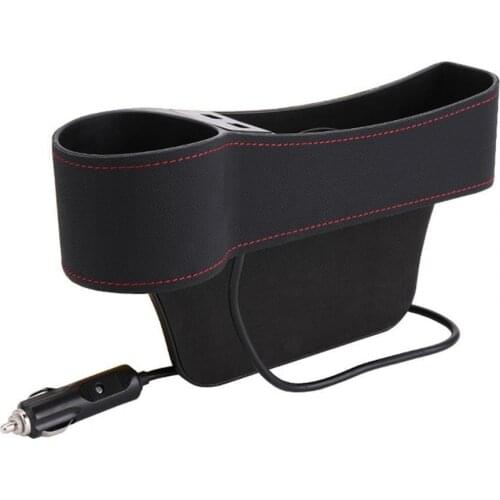 Multifunctional Car Seat Gap Organizer Storage Box ABS Dual USB Ports Phone Charger Cup Holder for Auto Car Accessories Goods