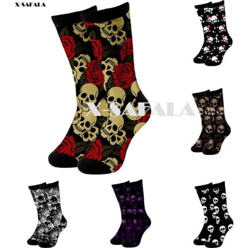 Christmas Halloween Skull Head Viking 3D Fashion Long Socks Cycling Casual Novelty High Socks Men Women Cotton Funny Colorful-5