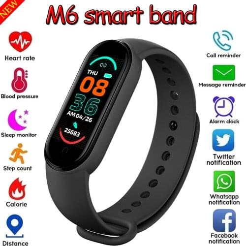 NEWEST M6 Smarth Watch Sport Fitness Tracker Pedometer Heart Rate Blood Pressure Monitor Bluetooth M6 Band Bracelet SmartBand