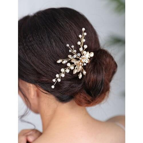 Casual Hair pin Gold Headdress Handmade Banquet Headpieces hair accessories for women wedding Bridal Fascinators