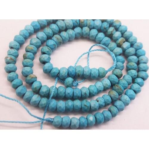 Loose beads turquoise blue jasper roundel faceted 4*2mm 14" for DIY jewelry making FPPJ wholesale beads nature gem stone