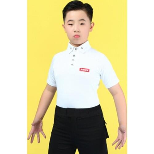 Boys Latin Dance Shirts Summer Short Sleeve Latin Dancing Practice Clothes Rumba Salsa Tango Cha Cha Performance Wear DN6132