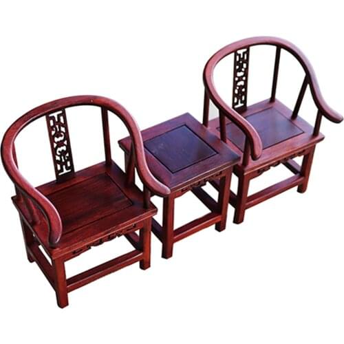 Handcrafts Annatto 1/6 Dollhouse Miniature Furniture Ming Dynasty Style Table Chair Armchair Set Birthday Wedding Gift