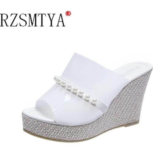 2021Summer Women Shoes Retro Ethnic High Heels Platform Embroidery Slippers Wedge Beach Flip Flops Women Flowers Slides