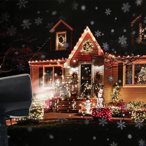 LED Christmas Snow Lamp Snowfall Light Rotatable Projector Lighting Waterproof Snowing Landscape Spotlight Garden Decorative