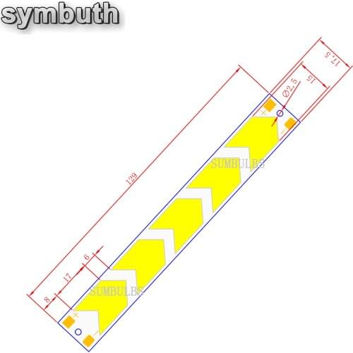 Arrow Shape LED Light Source COB Lamp Strip 6500K Cold White 129*18mm DIY Flexible 12V 5W Work Bulb