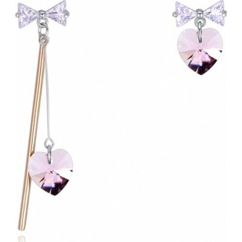 TRACYSWING Brand Real Austrian Crystals Fashion Heart trendy Dangle Earrings For Women Gift White Gold Color #TW131699
