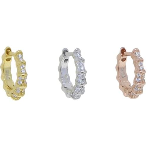 Minimalist New Stylish Women Mini Hoop Earrings Inlaid Bling 5a Cubic Zircon Brincos 100% 925 Sterling Silver Studs For Women