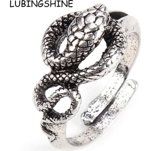 Hip Hop Vintage Snake Finger Rings for Women Men Silver Color Animal Punk Open Adjustable Knuckle Ring Jewelry