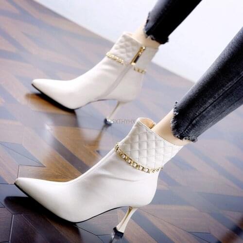 Short Boots Womens Stiletto Heel 2021 Autumn and Winter New Retro Wild Thin Boots Pointed Temperament High-heeled Martin Boots