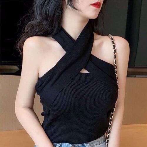 Women Tanks Tops Womens Strapless Sweater Spaghetti-Strap Camisole Top Camis Crop Top For Women
