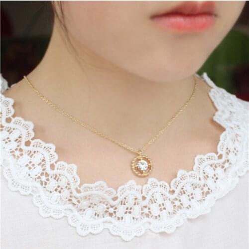 ZMZ 50pcs/lot lovely elegant fashionable round shinny bijou stone jewel pendant necklace gift for mom/friends party jewelry