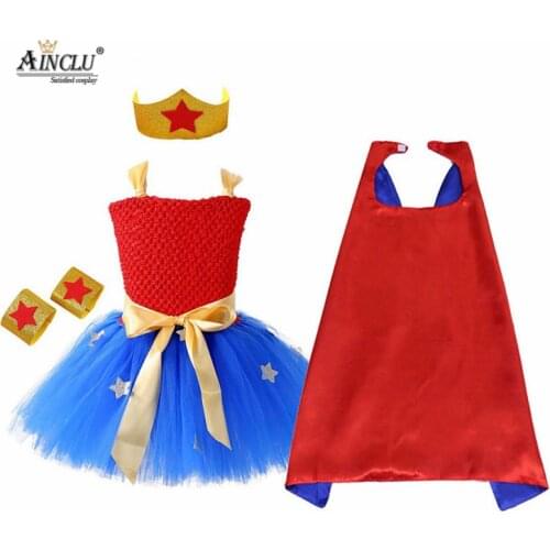1 Set Wonder Tutu Dress Brave Girls Super Girls Superhero Hero Theme Birthday Party Dresses Halloween Festival Costume For Kids
