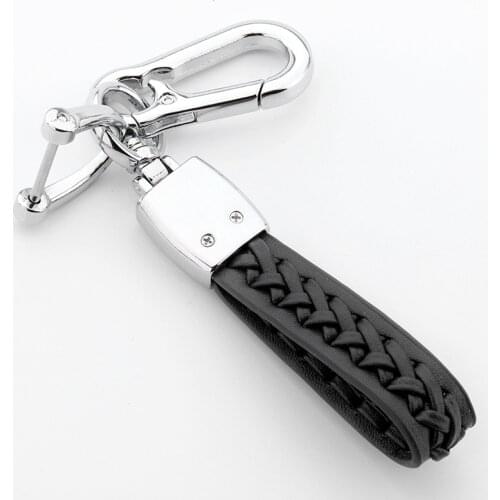 1PCS Leather Car Metal Keychain Braided Rope Keyring