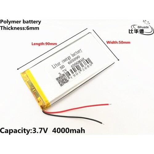 1pcs/lot 3.7V 4000mAh 605090 PLIB polymer lithium ion / Li-ion battery for GPS PSP DVD