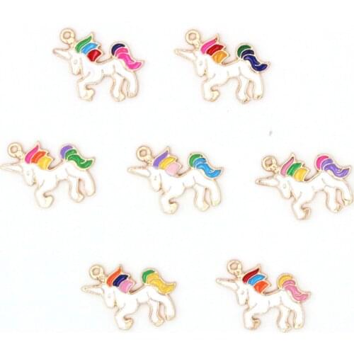 10pcs/Lot Cute Unicorn Diy Handmade Oil Enamel Charms Design for Jewelry Making Earring Bracelet or Necklace