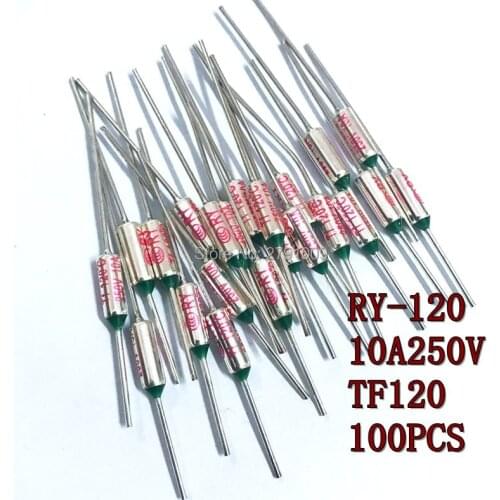 100pcs RY FUSE RY-120 Temperature Fuse RY Tf Heat Protector 120Degrees 10A250V TF 120 C Temperature Switch 120C Insurance Pipe