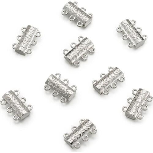 20Set Alloy Magnetic Clasps Tube Lock Jewelry Connectors Spacer Clasp for DIY Necklace Bracelet 3Colors 14x19x6mm