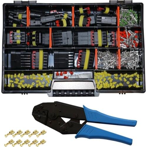 214pcs 1/2/3/4/5/6 Pin Electrical Waterproof Wire Connector Plug w/ Crimping Tool for FSH Car Vehicle Truck Motorcycle