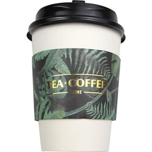 5 Pieces Green stamping disposable coffee cup milk teacup paper cup with cover net red hot drink packing cup custom printed logo