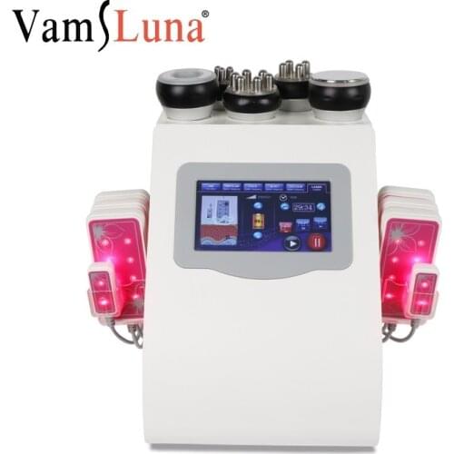 6 in 1 Ultrasonic Liposuction 40K Cavitation Vacuum Multipolar Bipolor RF Lipo Laser Slimming Machine Weight Loss