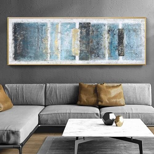 Abstract Blue Golden Canvas Painting Nordic Style Posters and Prints Modern Wall Art Pictures for Living Room Bedroom Decoration