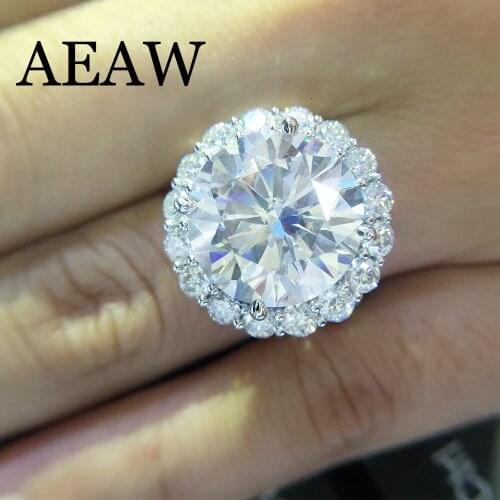 AEAW 10k White Gold Or Silver 8ct 5carat Diameter GH Color Moissanite Wedding Engagement Ring For Women Solitare Ring Gold